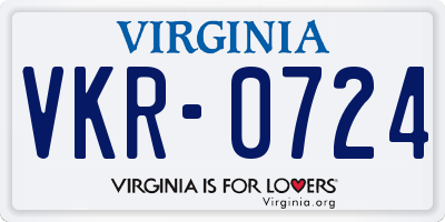 VA license plate VKR0724