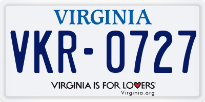 VA license plate VKR0727