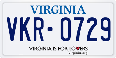 VA license plate VKR0729