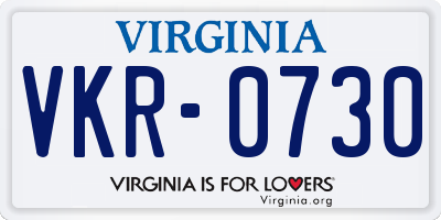 VA license plate VKR0730