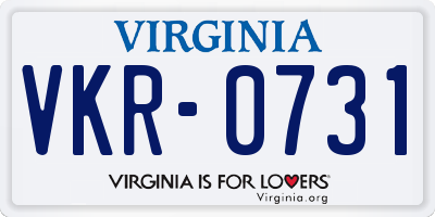VA license plate VKR0731
