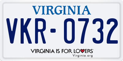 VA license plate VKR0732
