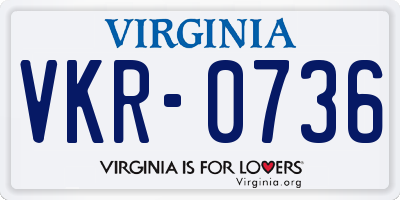 VA license plate VKR0736