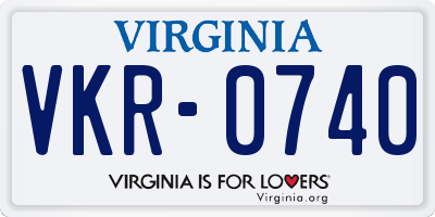 VA license plate VKR0740