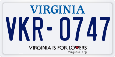 VA license plate VKR0747