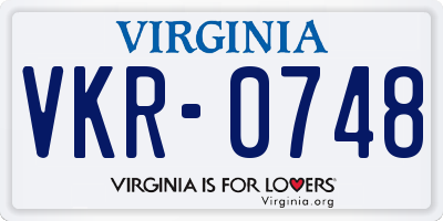 VA license plate VKR0748