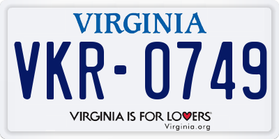 VA license plate VKR0749