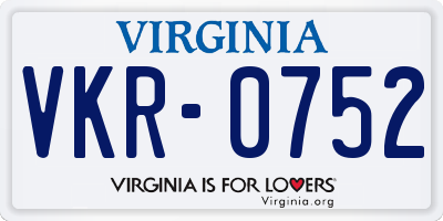 VA license plate VKR0752