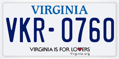 VA license plate VKR0760