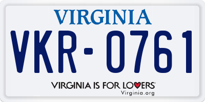VA license plate VKR0761