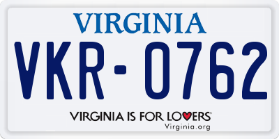 VA license plate VKR0762