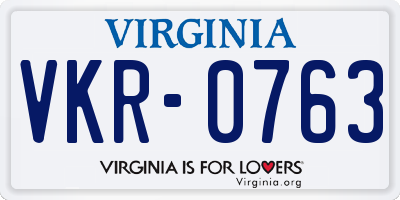 VA license plate VKR0763