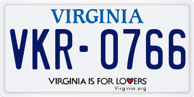 VA license plate VKR0766