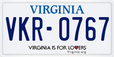 VA license plate VKR0767