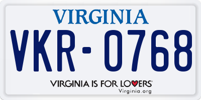 VA license plate VKR0768