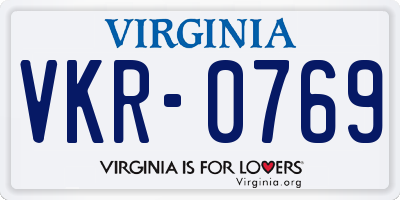VA license plate VKR0769