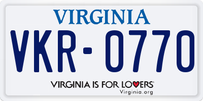 VA license plate VKR0770