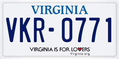 VA license plate VKR0771