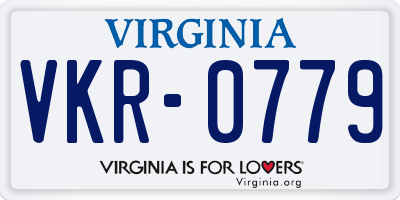 VA license plate VKR0779