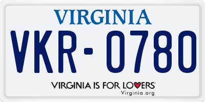 VA license plate VKR0780