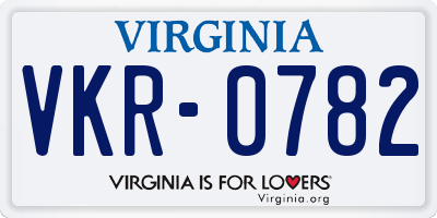 VA license plate VKR0782