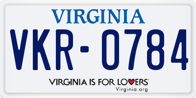 VA license plate VKR0784