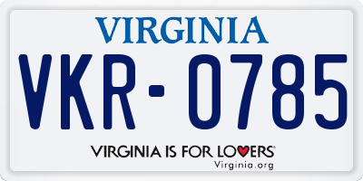 VA license plate VKR0785