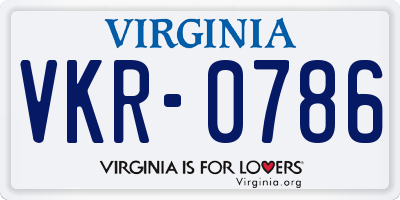VA license plate VKR0786