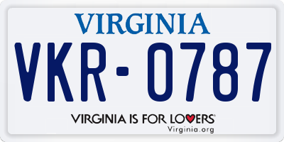 VA license plate VKR0787