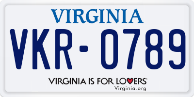 VA license plate VKR0789