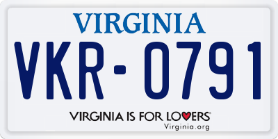 VA license plate VKR0791