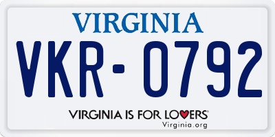 VA license plate VKR0792