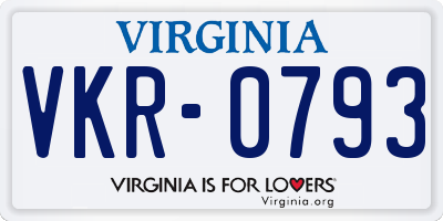 VA license plate VKR0793