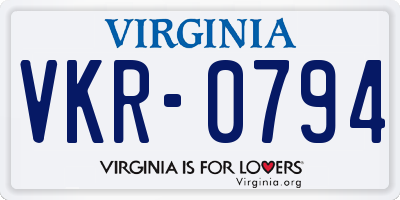 VA license plate VKR0794