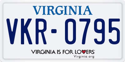 VA license plate VKR0795