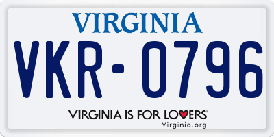 VA license plate VKR0796