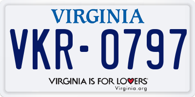 VA license plate VKR0797