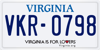 VA license plate VKR0798