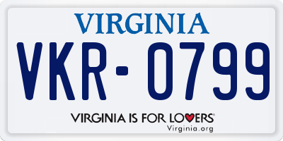 VA license plate VKR0799