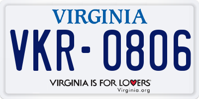 VA license plate VKR0806