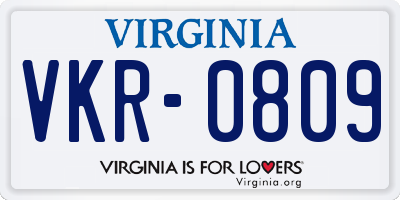 VA license plate VKR0809