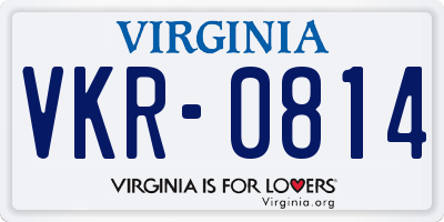 VA license plate VKR0814