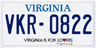 VA license plate VKR0822
