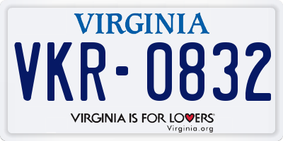 VA license plate VKR0832
