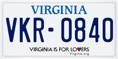 VA license plate VKR0840