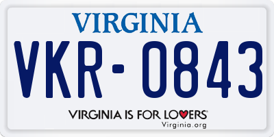 VA license plate VKR0843