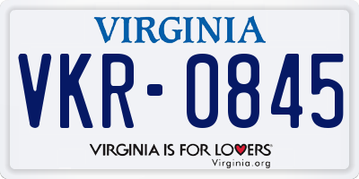 VA license plate VKR0845