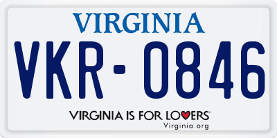 VA license plate VKR0846
