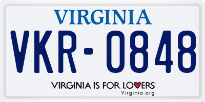 VA license plate VKR0848