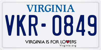 VA license plate VKR0849